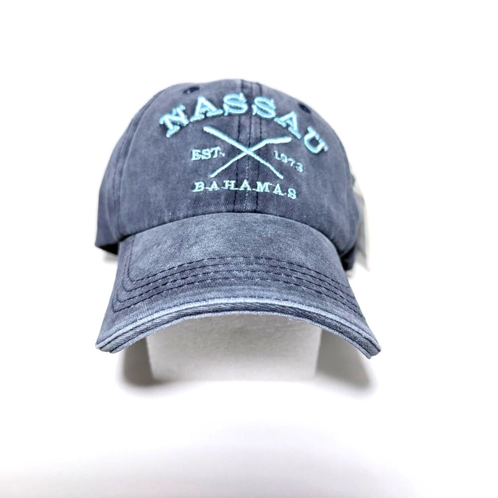 Nassau Bahamas EST. 1973 Baseball Hat Cap Adult Sz L Blue With Hat Pin NWT